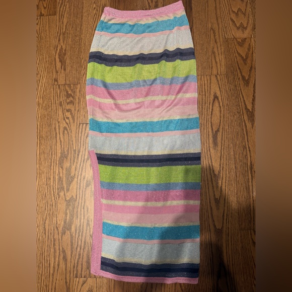 Sabo Striped Multi-Color Knit Skirt - Casual Summer Style - Picture 2 of 3